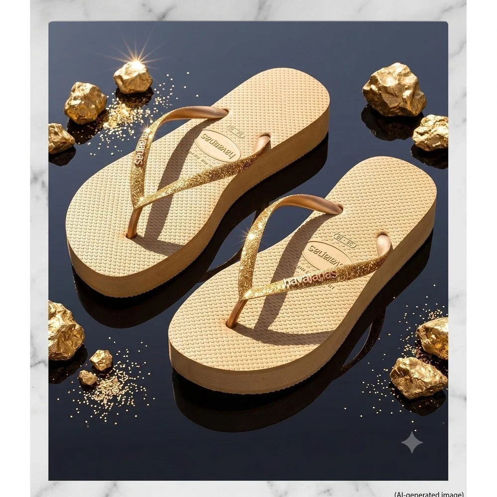 W's 9/10 | Havaianas Slim Glitter Flatform flip flops sandals | SLGL0029